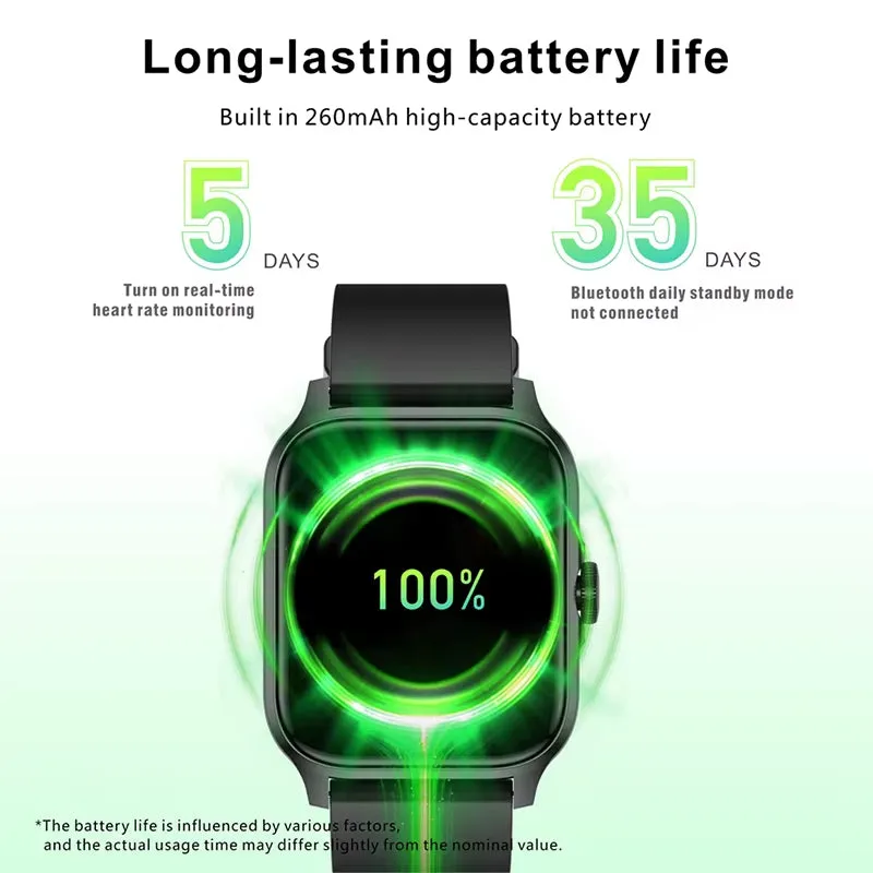 1.85” Bluetooth Calling, Blood Oxygen & Heart Rate Monitor, 100  Sports Modes, IP68 Waterproof Fitness Tracker