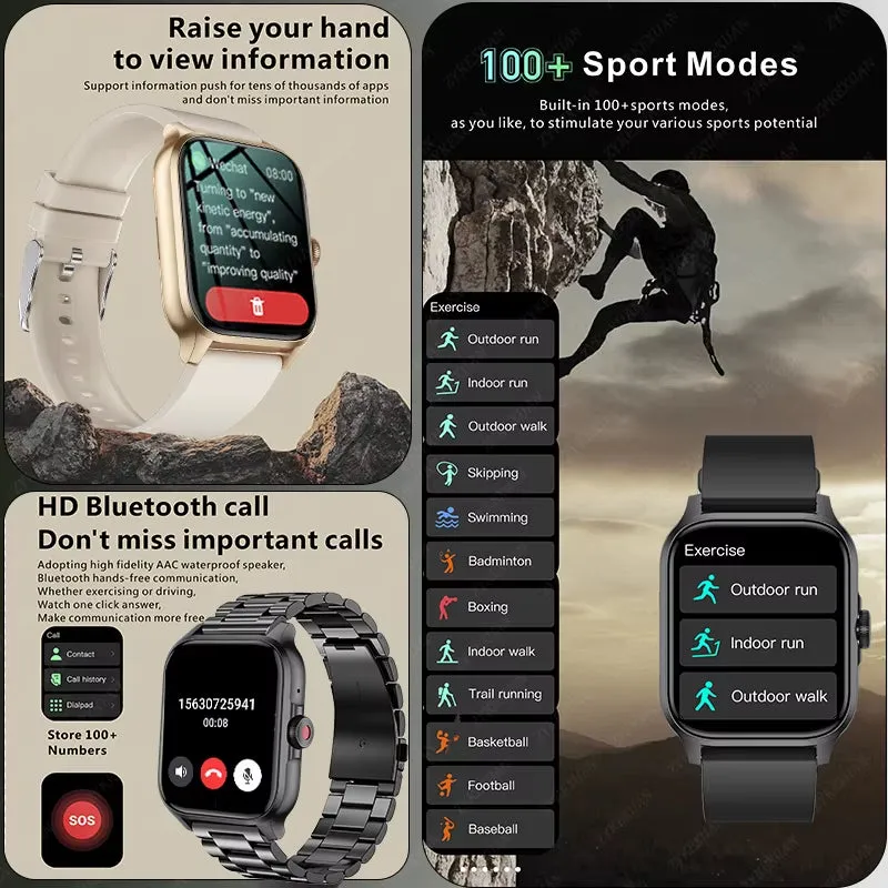 1.85” Bluetooth Calling, Blood Oxygen & Heart Rate Monitor, 100  Sports Modes, IP68 Waterproof Fitness Tracker
