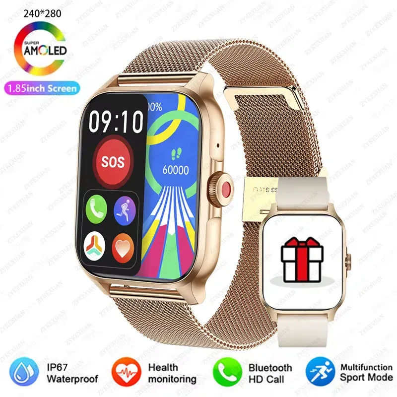 1.85” Bluetooth Calling, Blood Oxygen & Heart Rate Monitor, 100  Sports Modes, IP68 Waterproof Fitness Tracker