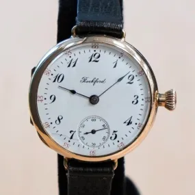 1907 ROCKFORD Trench Watch 0s Grade 180 7 Jewels 14K G.F. Case w/Diamond - RARE