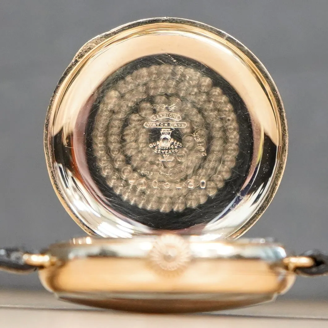 1907 ROCKFORD Trench Watch 0s Grade 180 7 Jewels 14K G.F. Case w/Diamond - RARE
