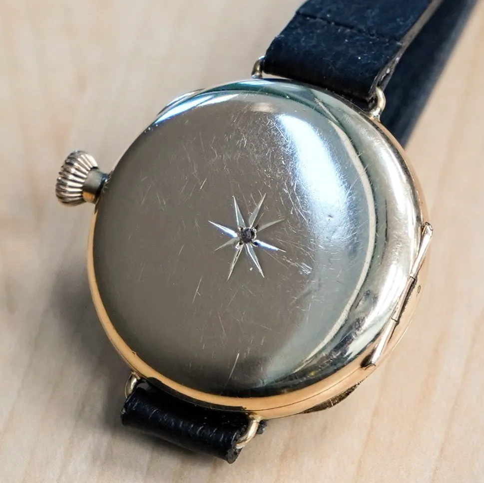 1907 ROCKFORD Trench Watch 0s Grade 180 7 Jewels 14K G.F. Case w/Diamond - RARE