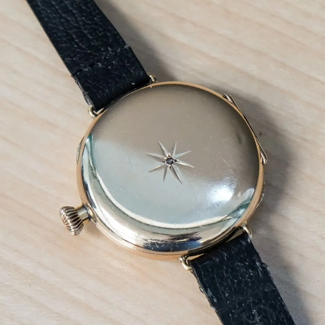 1907 ROCKFORD Trench Watch 0s Grade 180 7 Jewels 14K G.F. Case w/Diamond - RARE