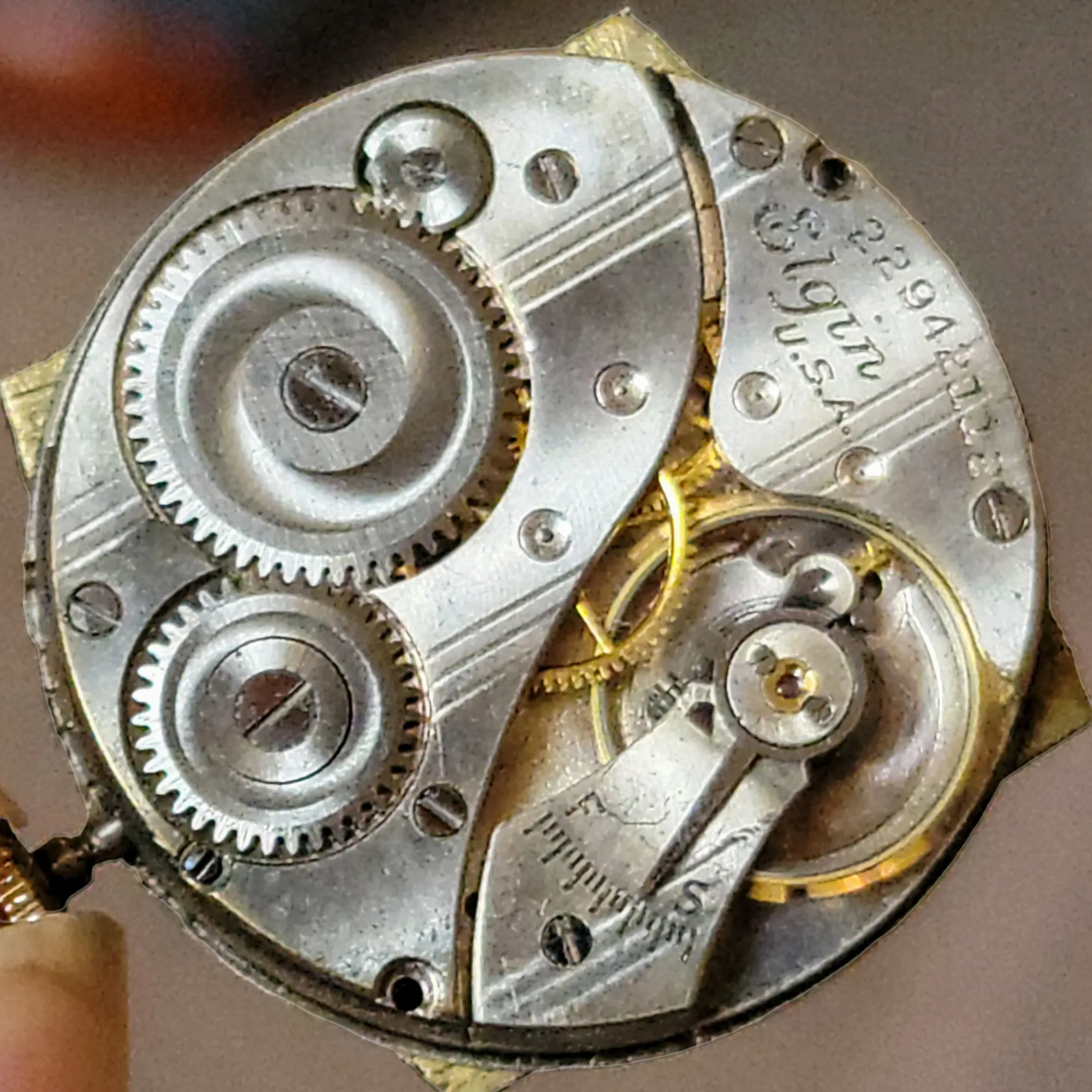 1920 ELGIN Watch Diamond & Ruby Dial Wristwatch Grade 431 U.S.A.
