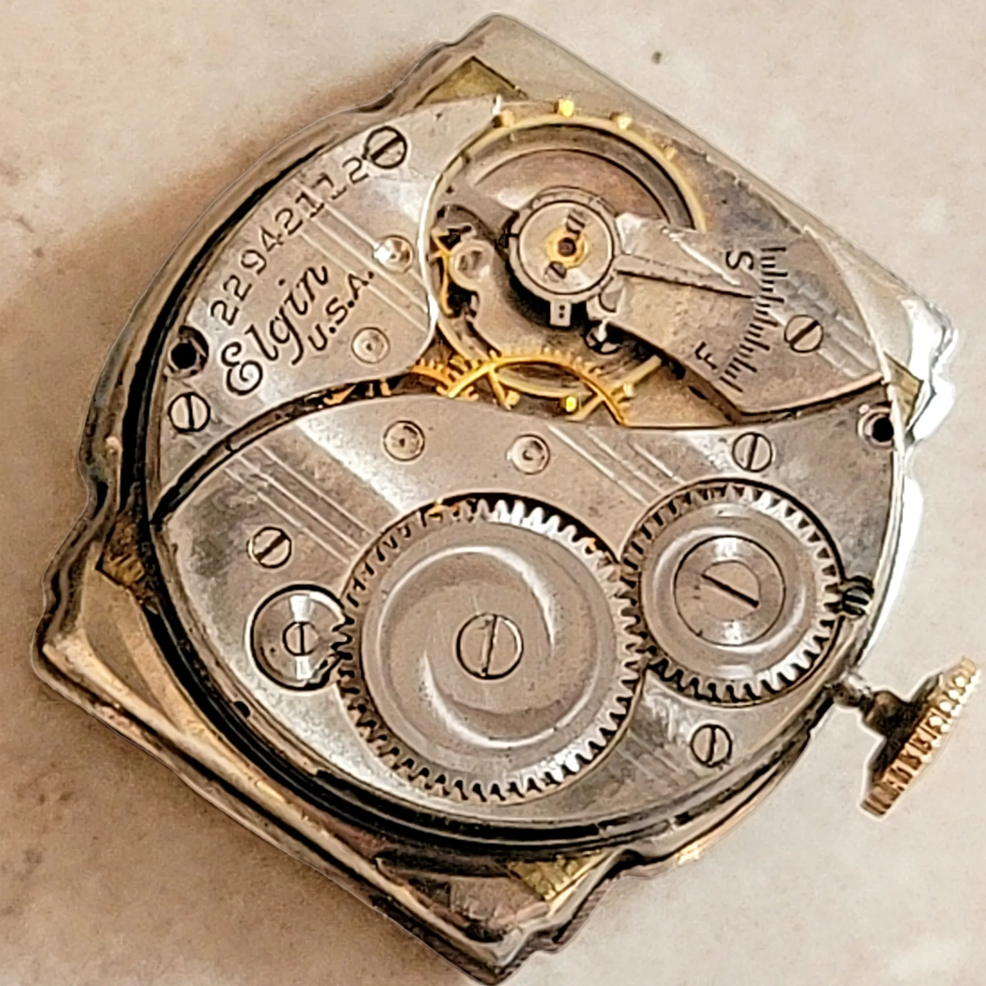 1920 ELGIN Watch Diamond & Ruby Dial Wristwatch Grade 431 U.S.A.