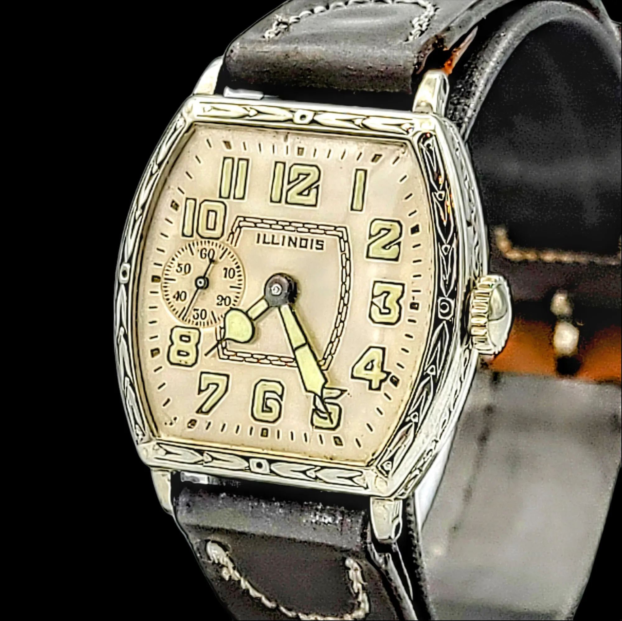 1929 Illinois Whippet Barrel Tonneau Engraved Case Grade 903 15 Jewels