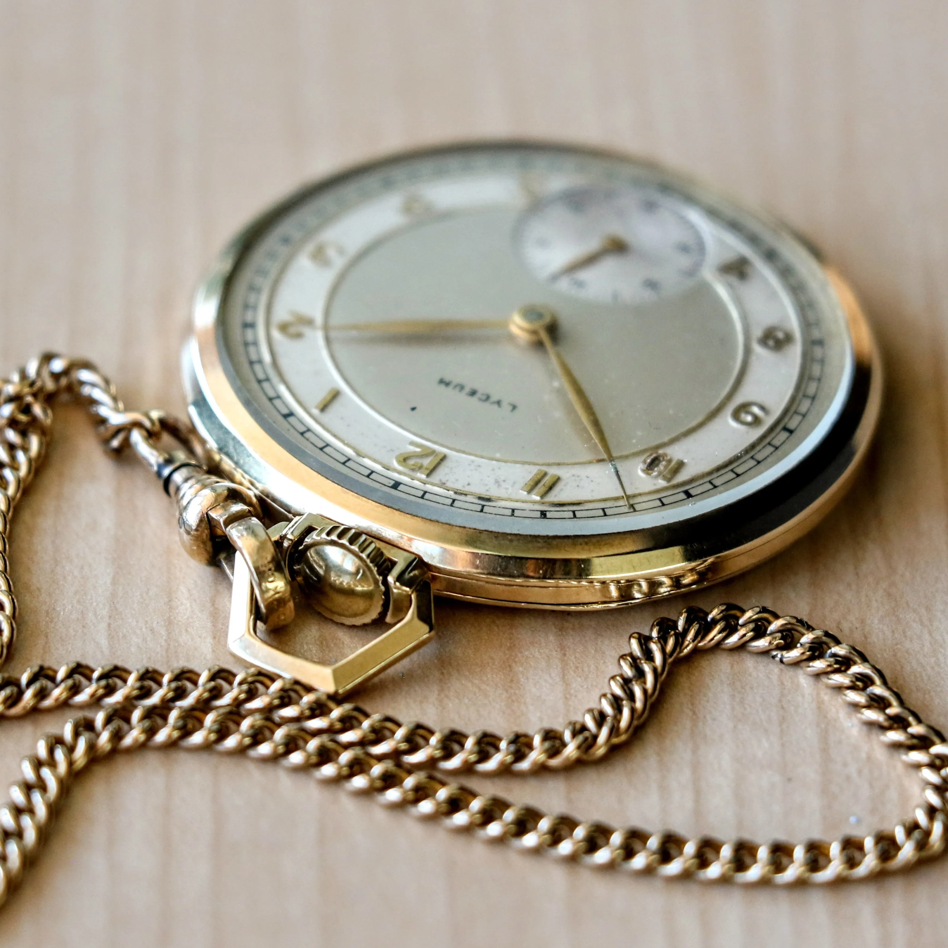 1940s LYCEUM Pocket Watch 17 Jewels 14K GOLD Vintage Swiss Made Watch