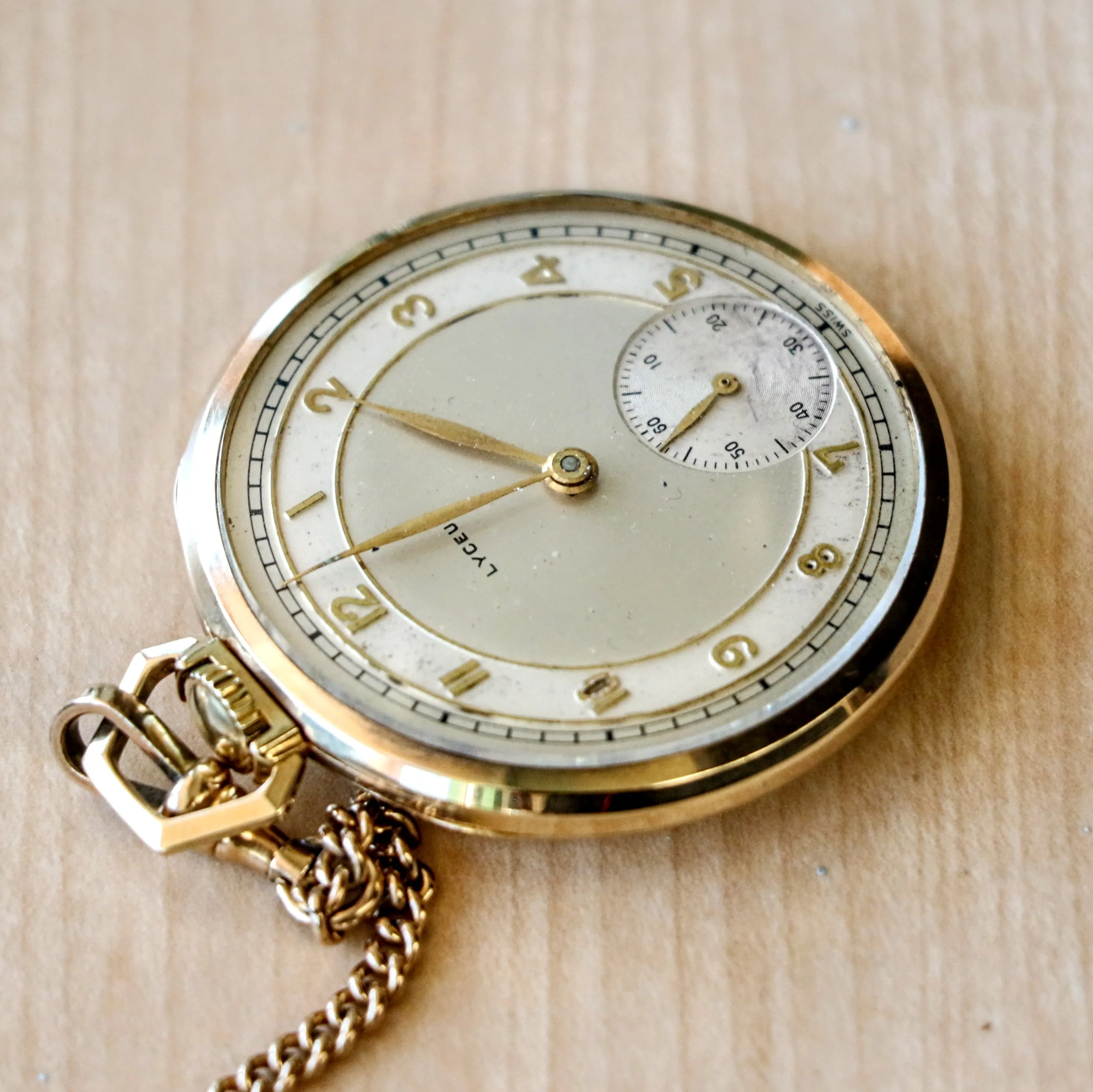 1940s LYCEUM Pocket Watch 17 Jewels 14K GOLD Vintage Swiss Made Watch