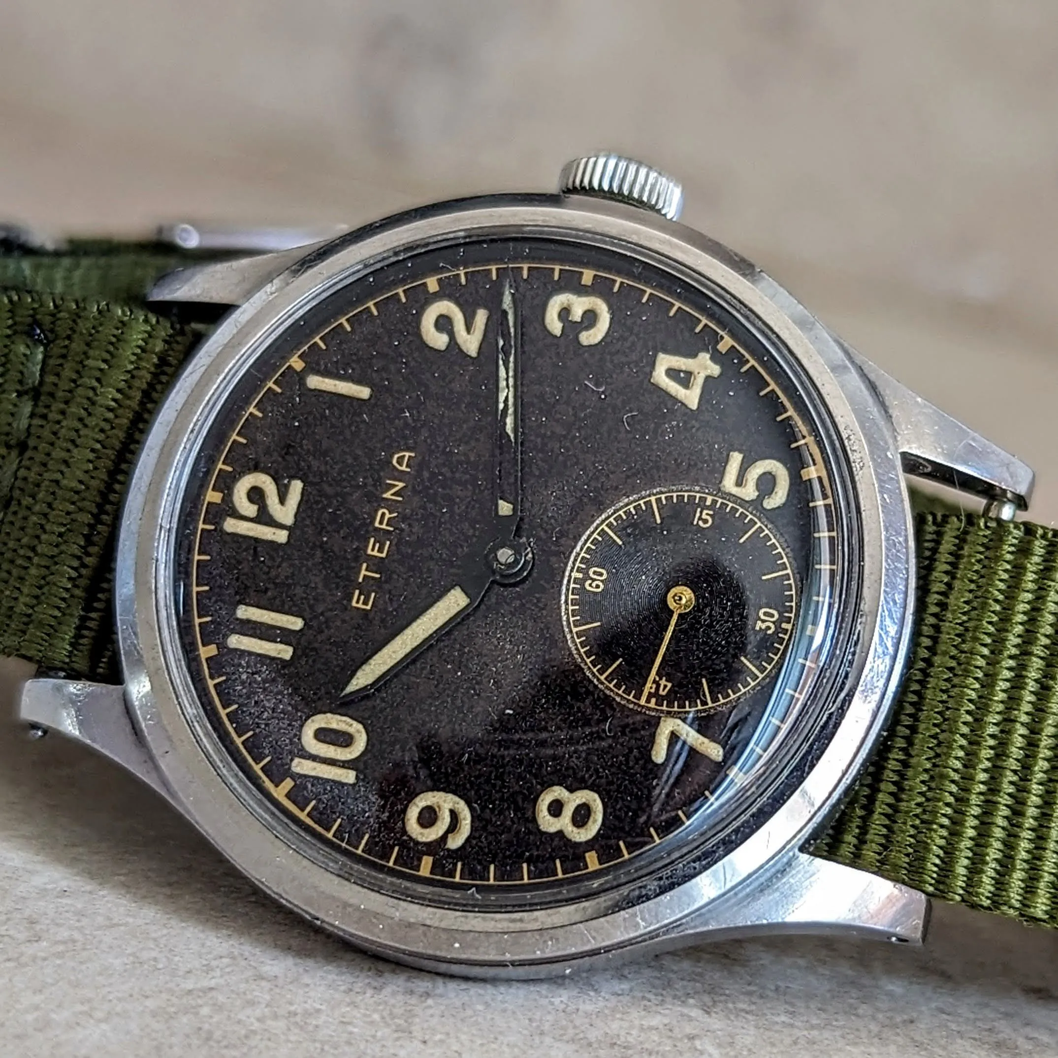 1942 ETERNA WWII Military Jumbo Wristwatch Ref. 138.92 Cal. 852 - Radium Dial Watch