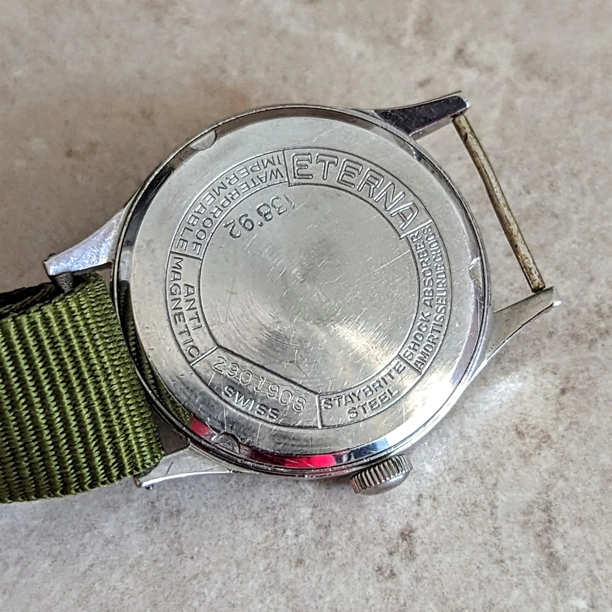 1942 ETERNA WWII Military Jumbo Wristwatch Ref. 138.92 Cal. 852 - Radium Dial Watch