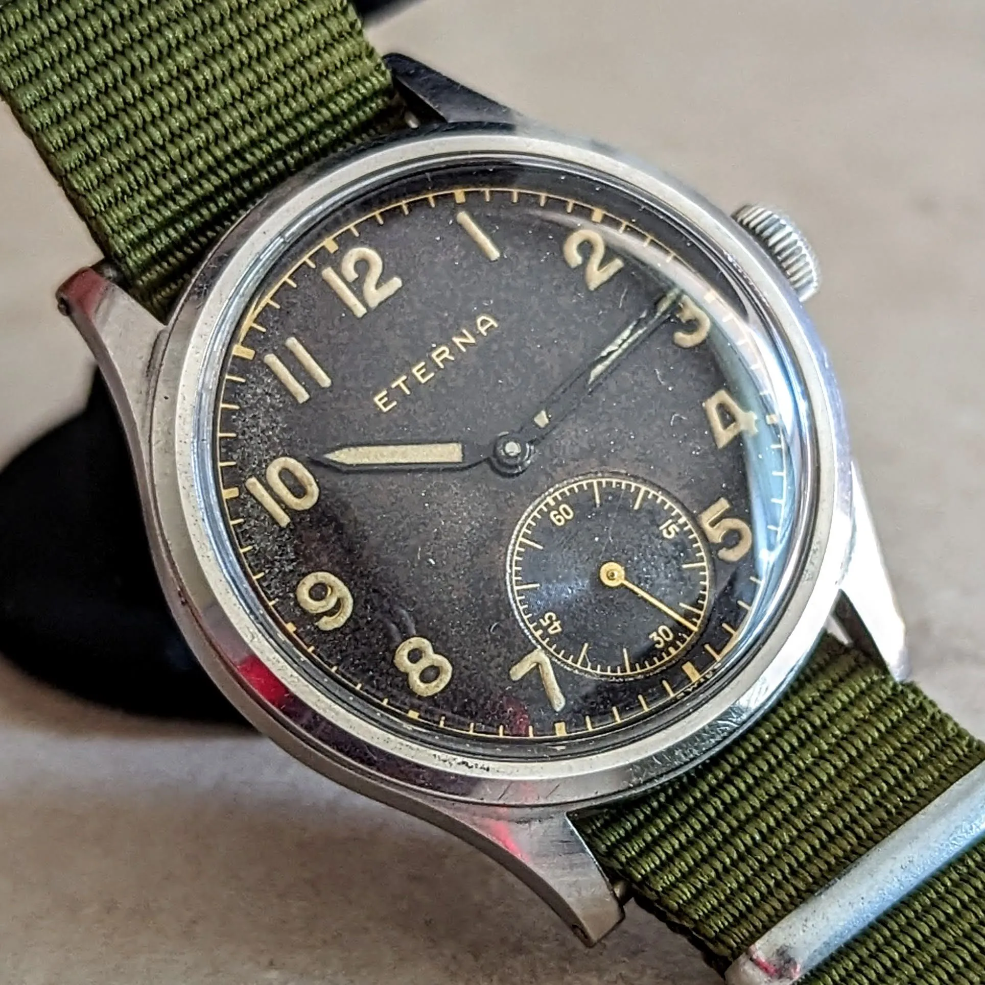 1942 ETERNA WWII Military Jumbo Wristwatch Ref. 138.92 Cal. 852 - Radium Dial Watch