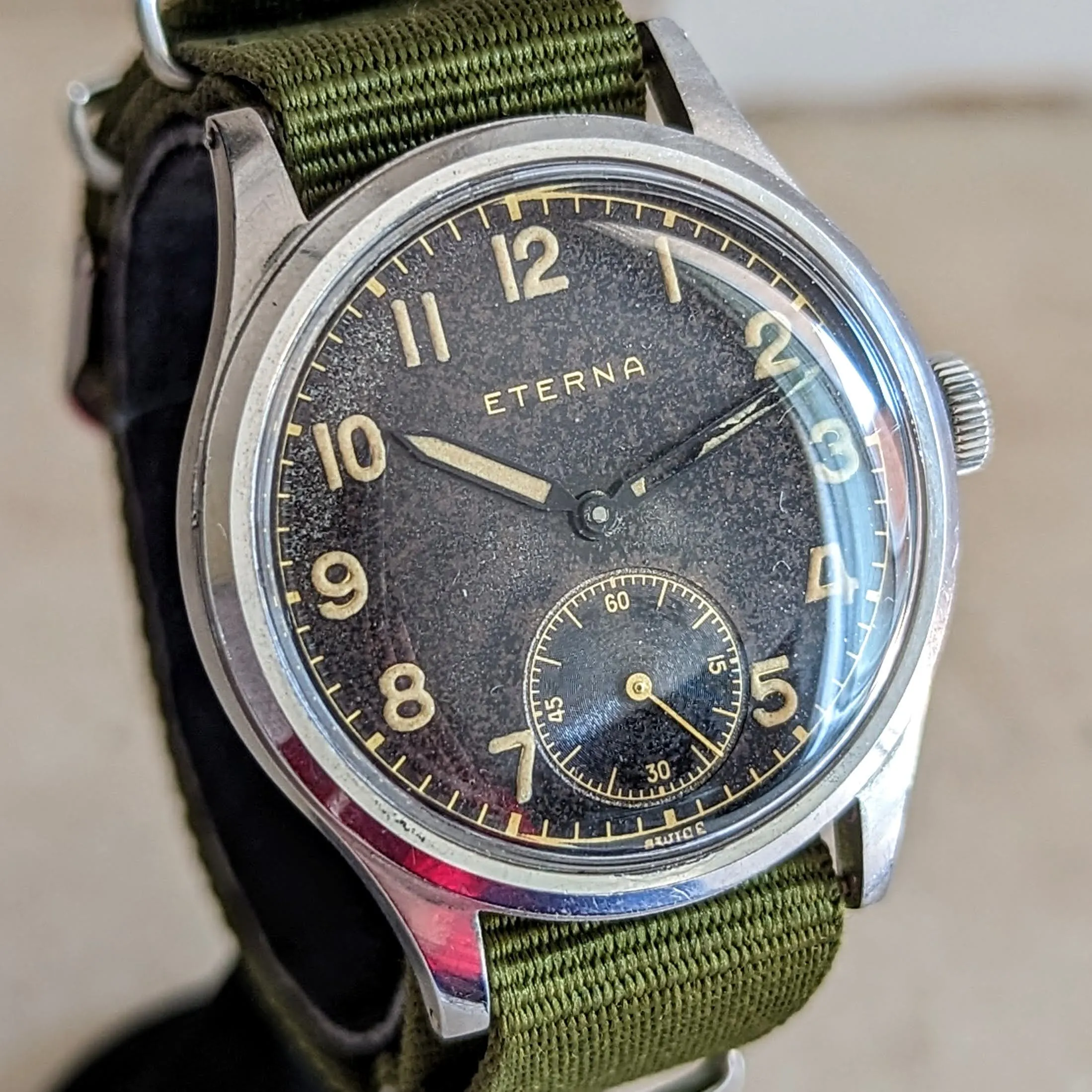1942 ETERNA WWII Military Jumbo Wristwatch Ref. 138.92 Cal. 852 - Radium Dial Watch