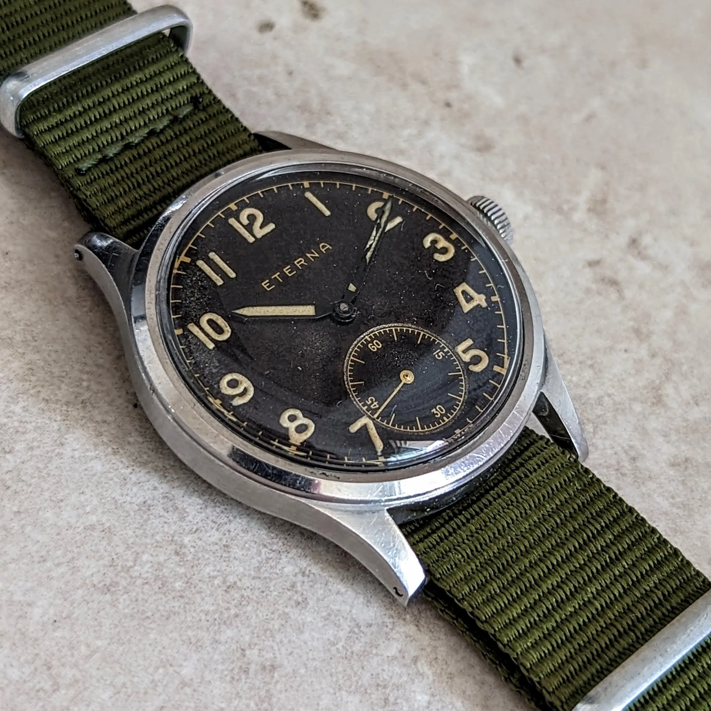 1942 ETERNA WWII Military Jumbo Wristwatch Ref. 138.92 Cal. 852 - Radium Dial Watch