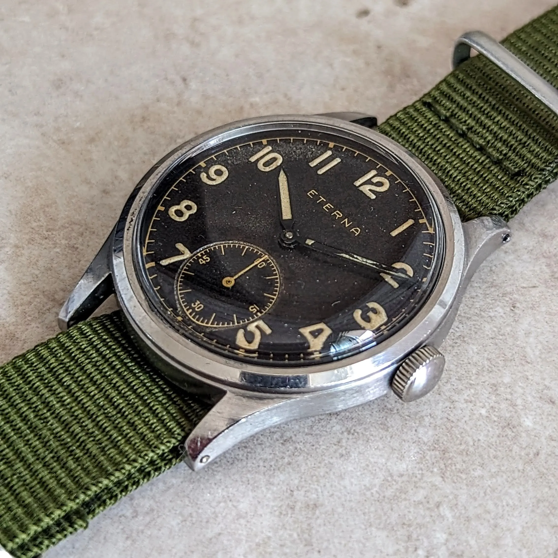 1942 ETERNA WWII Military Jumbo Wristwatch Ref. 138.92 Cal. 852 - Radium Dial Watch