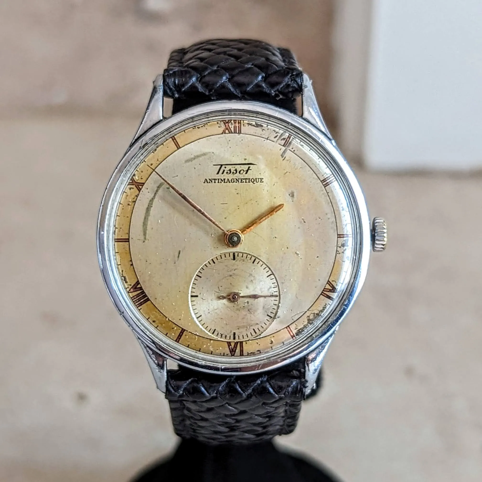 1943 TISSOT Antimagnetique Wristwatch Jumbo Case 35mm Swiss Watch