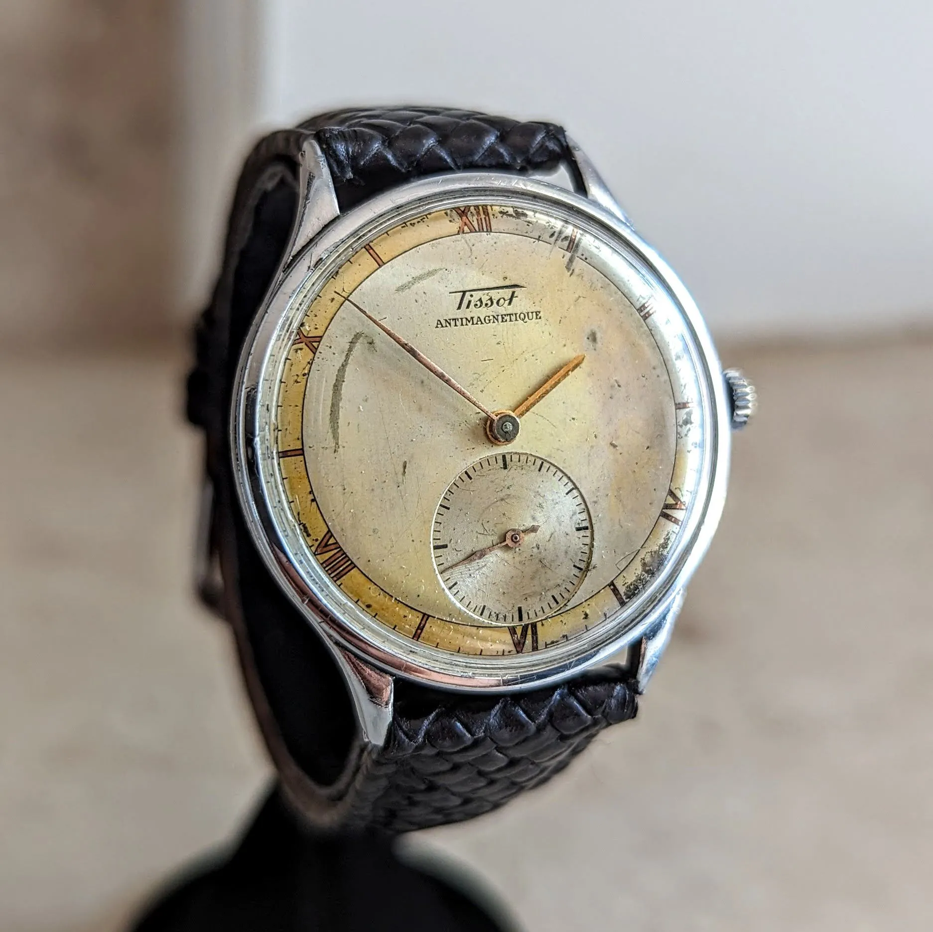 1943 TISSOT Antimagnetique Wristwatch Jumbo Case 35mm Swiss Watch