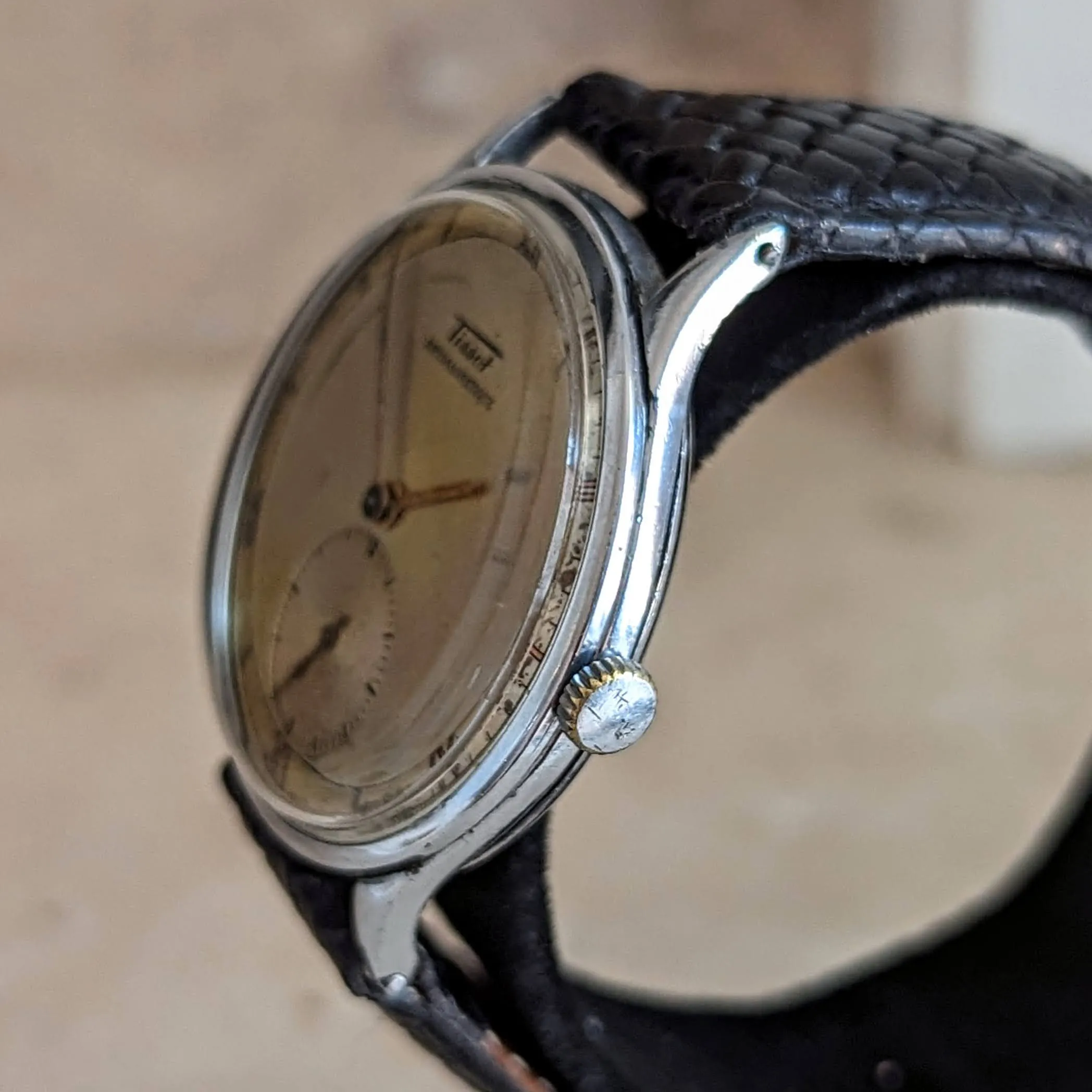 1943 TISSOT Antimagnetique Wristwatch Jumbo Case 35mm Swiss Watch