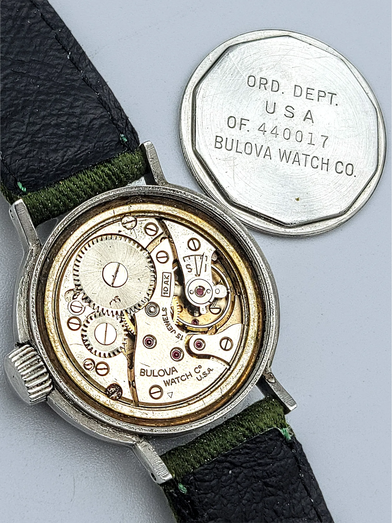 1945 BULOVA WWII Military Issue Watch Ord. Dept. U.S.A. Wristwatch