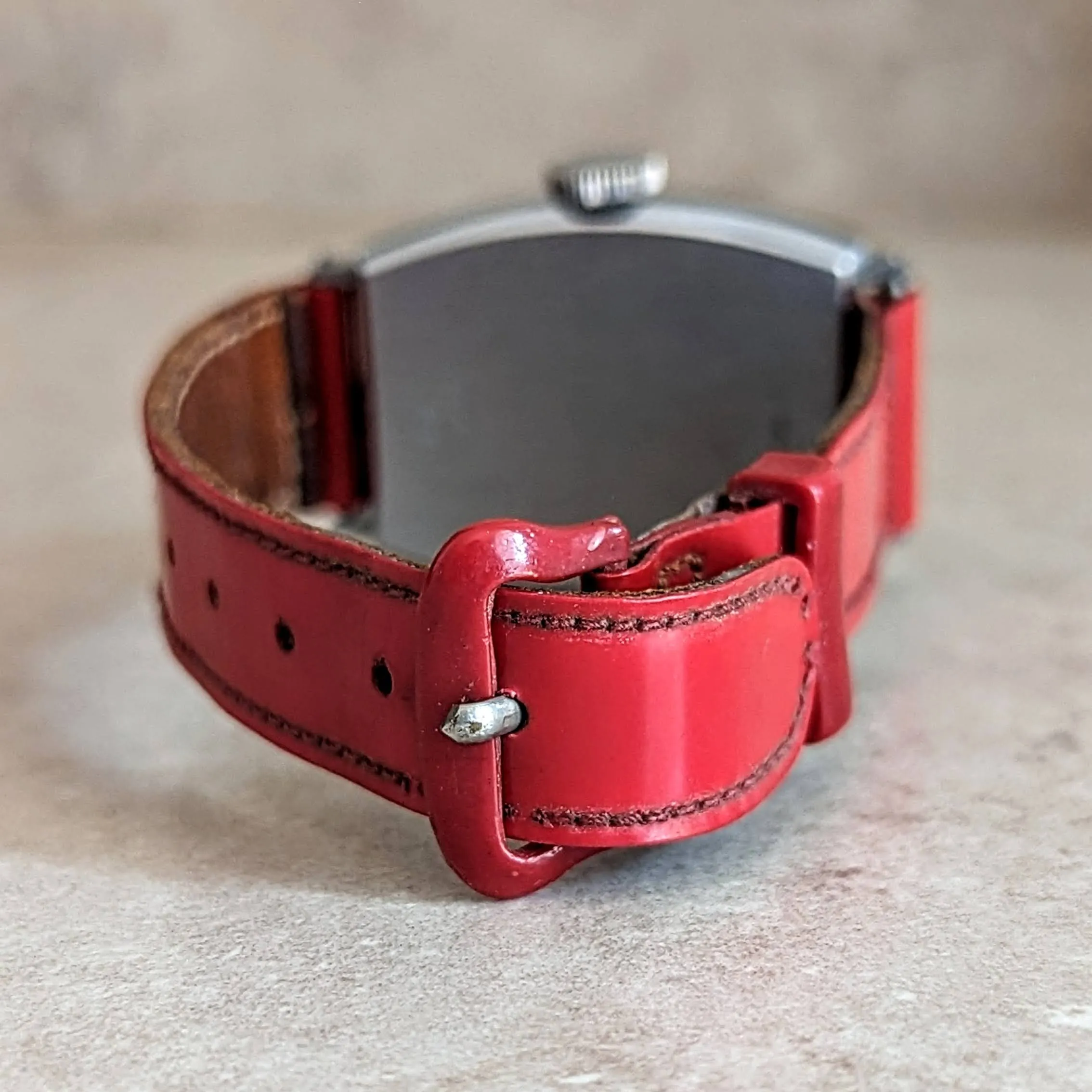 1948 MICKEY MOUSE Watch by Ingersoll – US Time Tank Case Original Red Strap