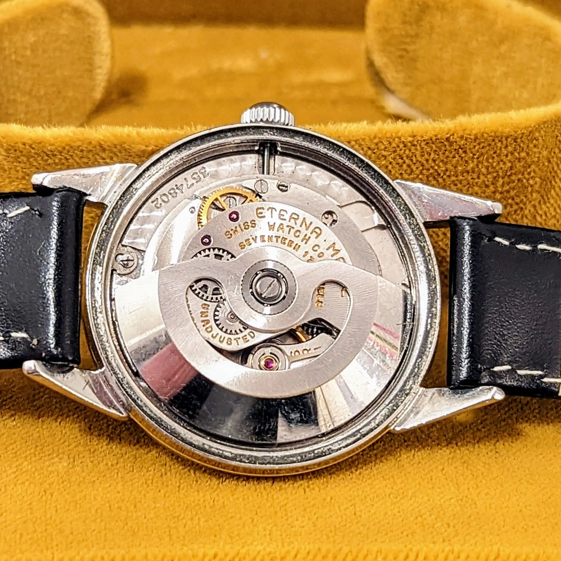 1950s ETERNA-MATIC Watch Vintage Automatic Wristwatch Fancy Lugs! - Box   Papers!