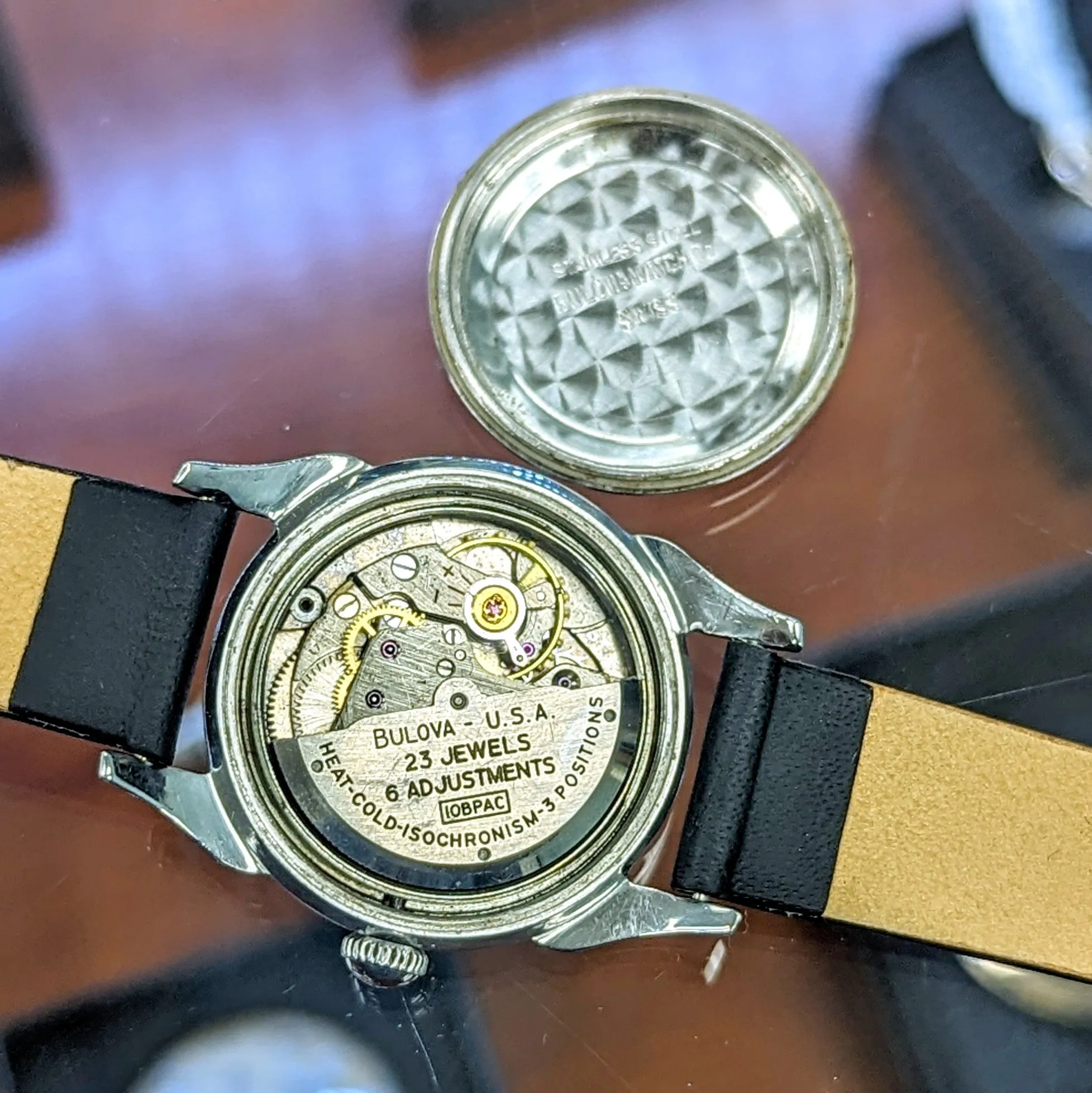 1957 BULOVA 23 "A" Selfwinding Watch 23 Jewels Cal. 10BPAC Black Dial Wristwatch