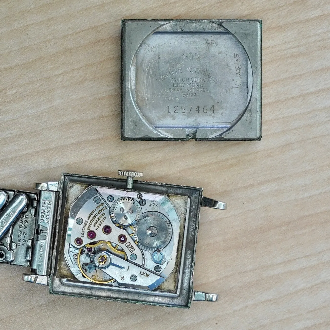 1960 LONGINES Watch 17 Jewels Cal. 370 Tank Case & Fancy Lugs Wristwatch - In Box!