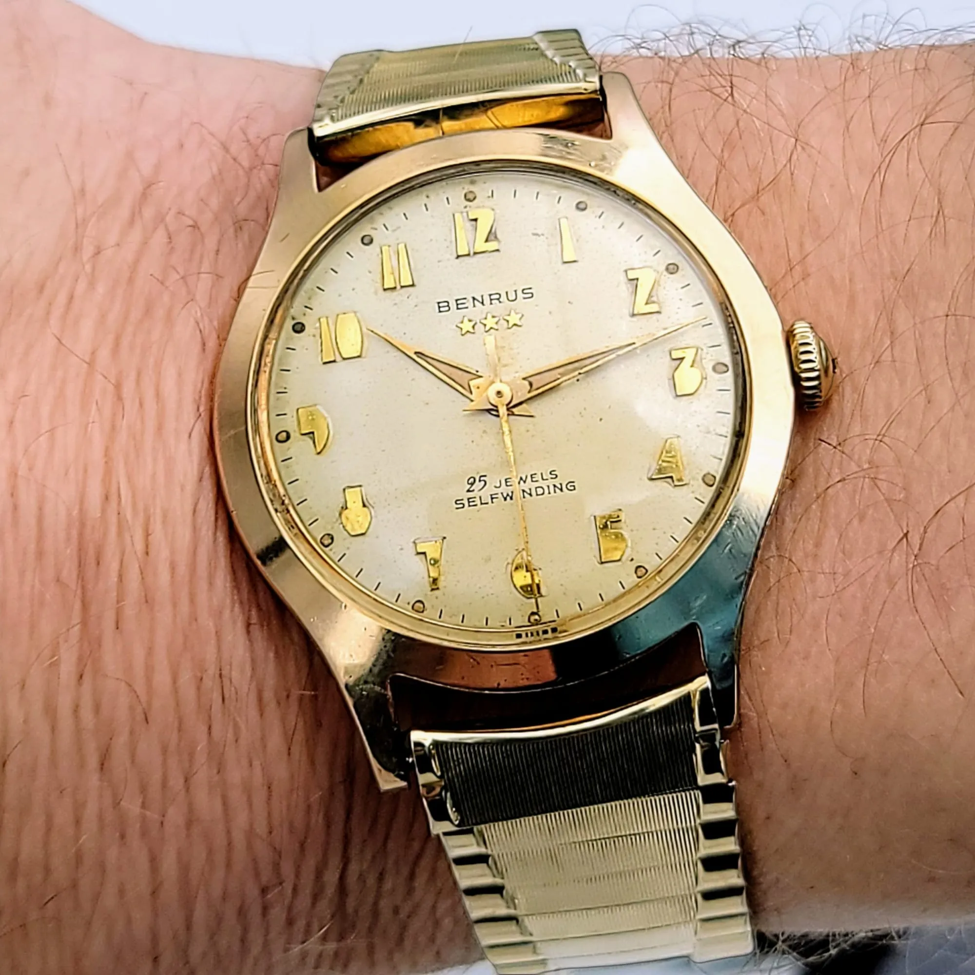 1960's BENRUS Three Stars Self-Winding Watch Cal. ETA 2375