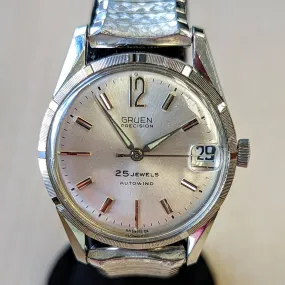 1960's GRUEN Precision Autowind Wristwatch 25 Jewels Cal. 712CA Swiss Made Watch