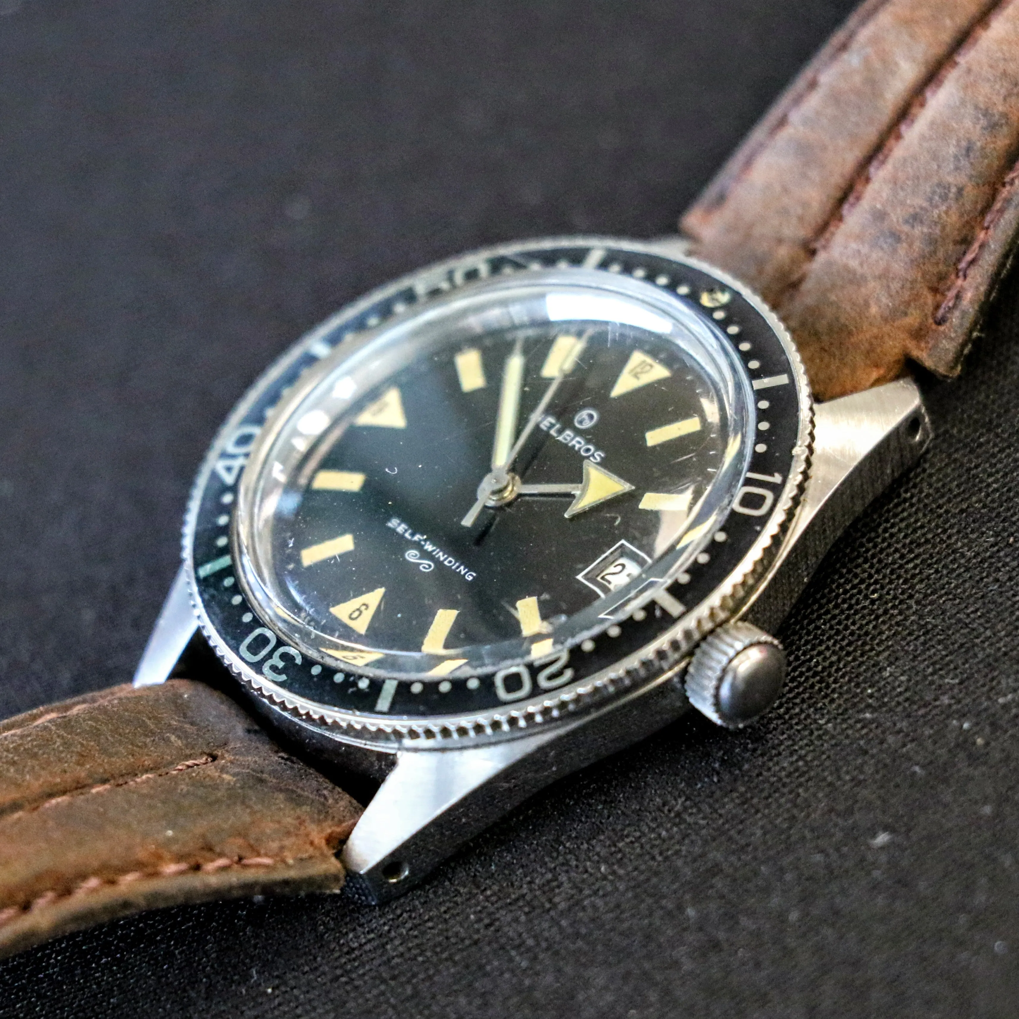 1960s HELBROS Invincible Skin Diver Automatic Wristwatch 17 Jewels Cal. PUW 1461 Germany Made
