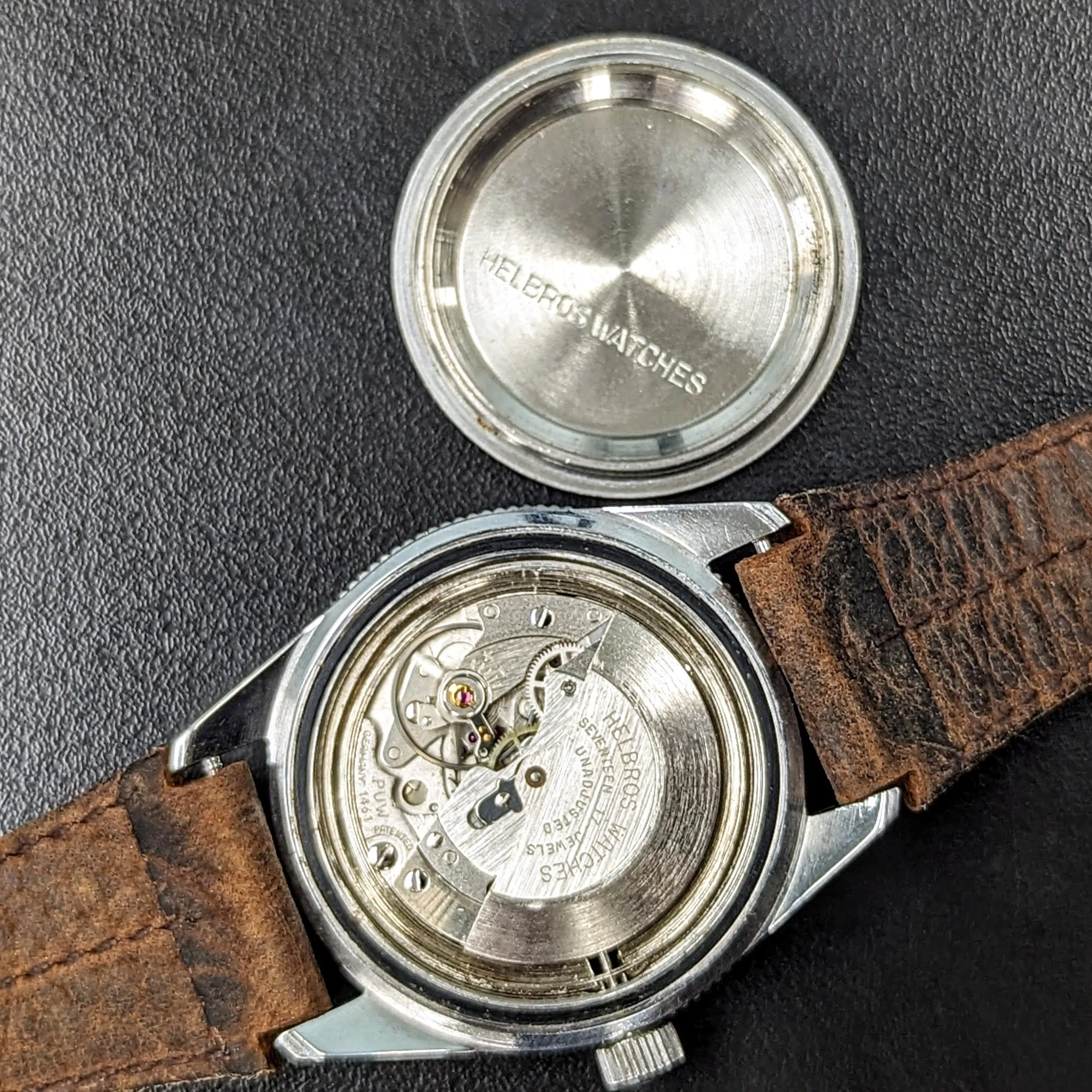 1960s HELBROS Invincible Skin Diver Automatic Wristwatch 17 Jewels Cal. PUW 1461 Germany Made