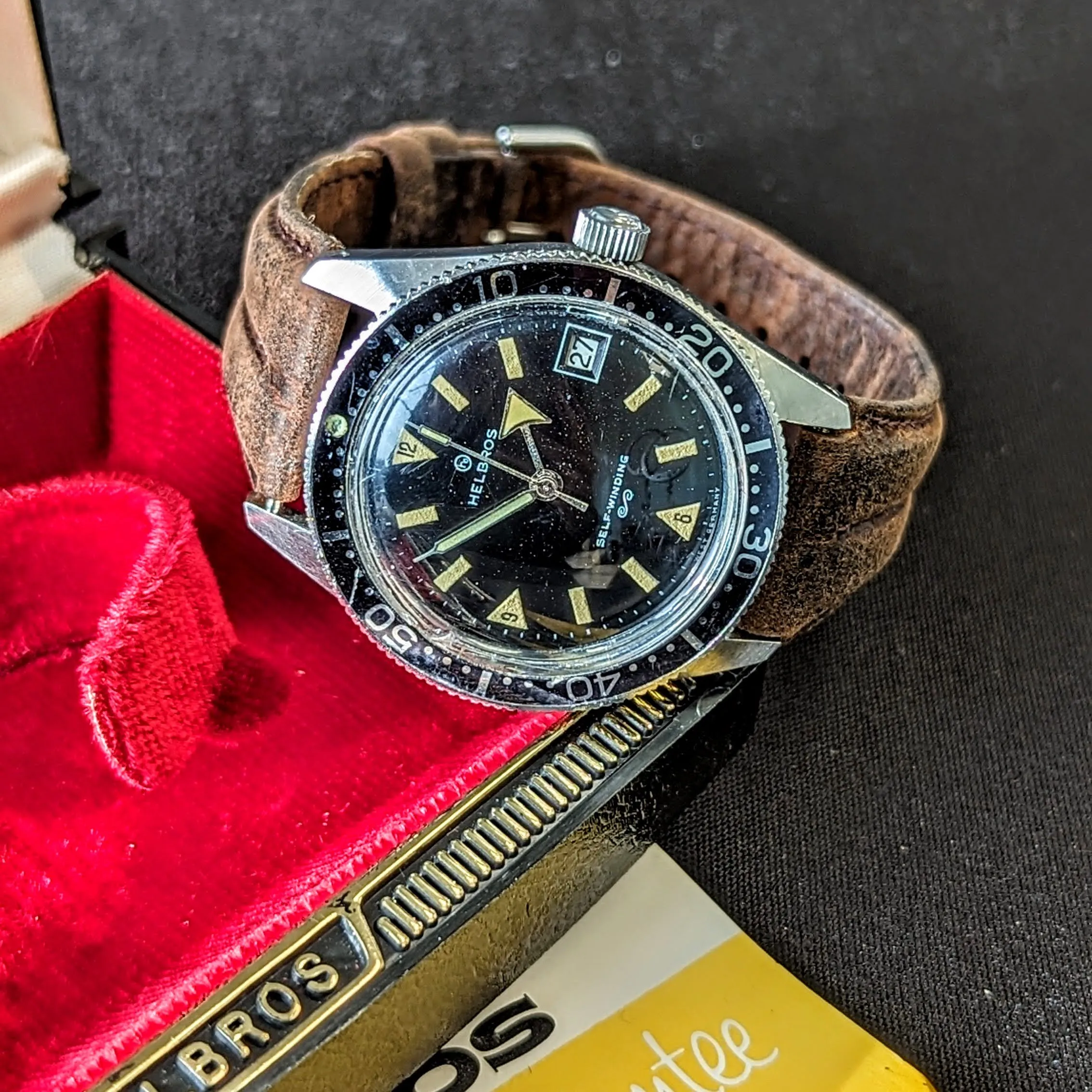 1960s HELBROS Invincible Skin Diver Automatic Wristwatch 17 Jewels Cal. PUW 1461 Germany Made