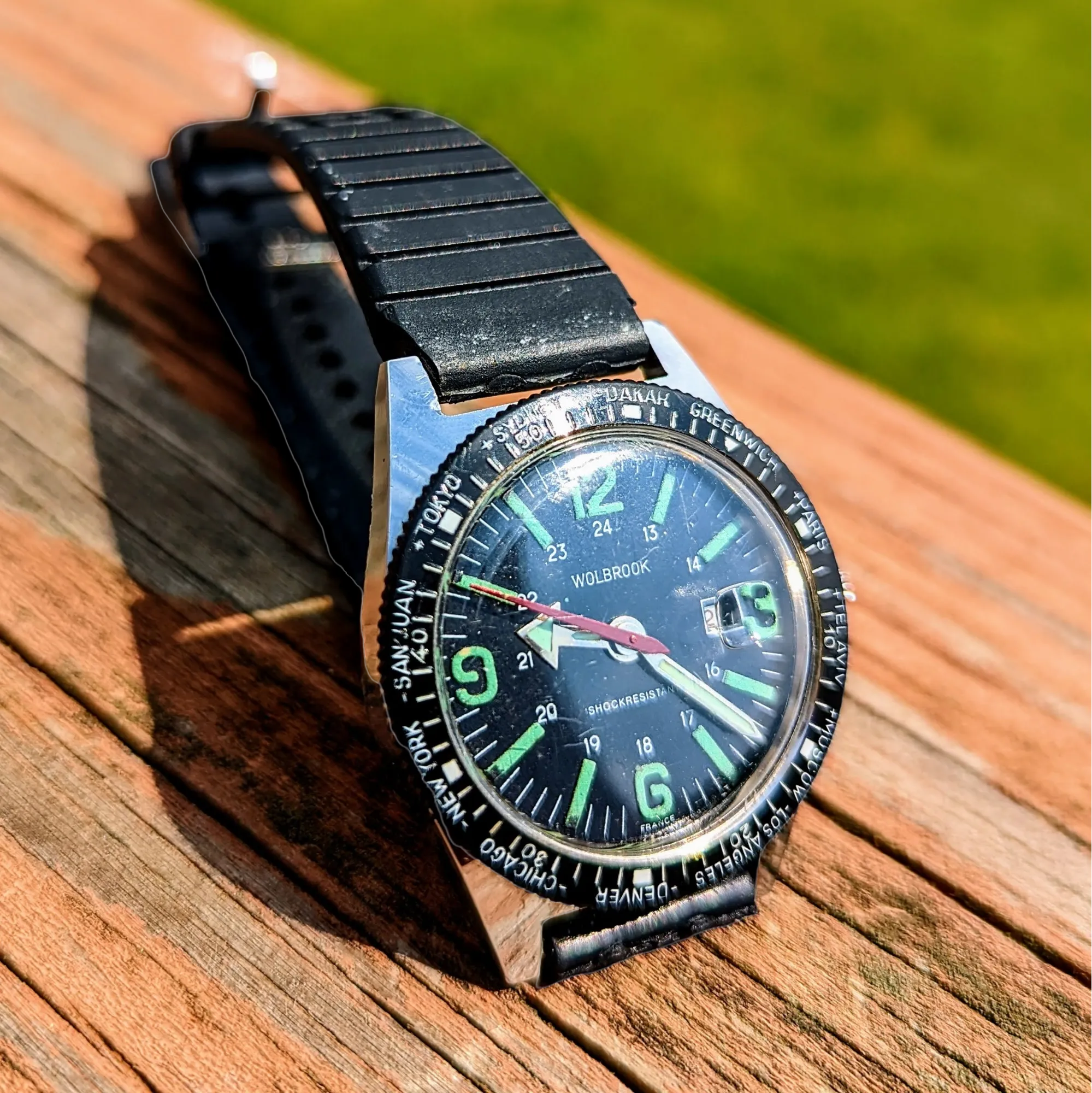 1960's WOLBROOK The Skindriver Worldtimer Watch France Made