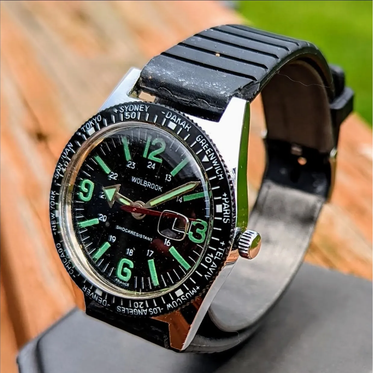1960's WOLBROOK The Skindriver Worldtimer Watch France Made