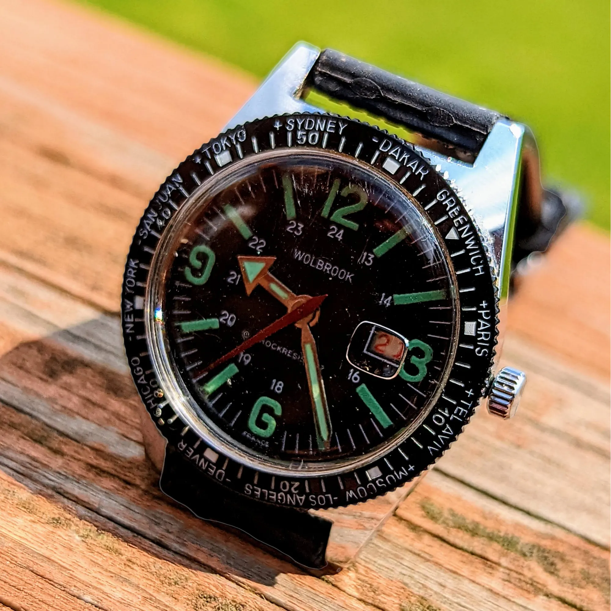 1960's WOLBROOK The Skindriver Worldtimer Watch France Made