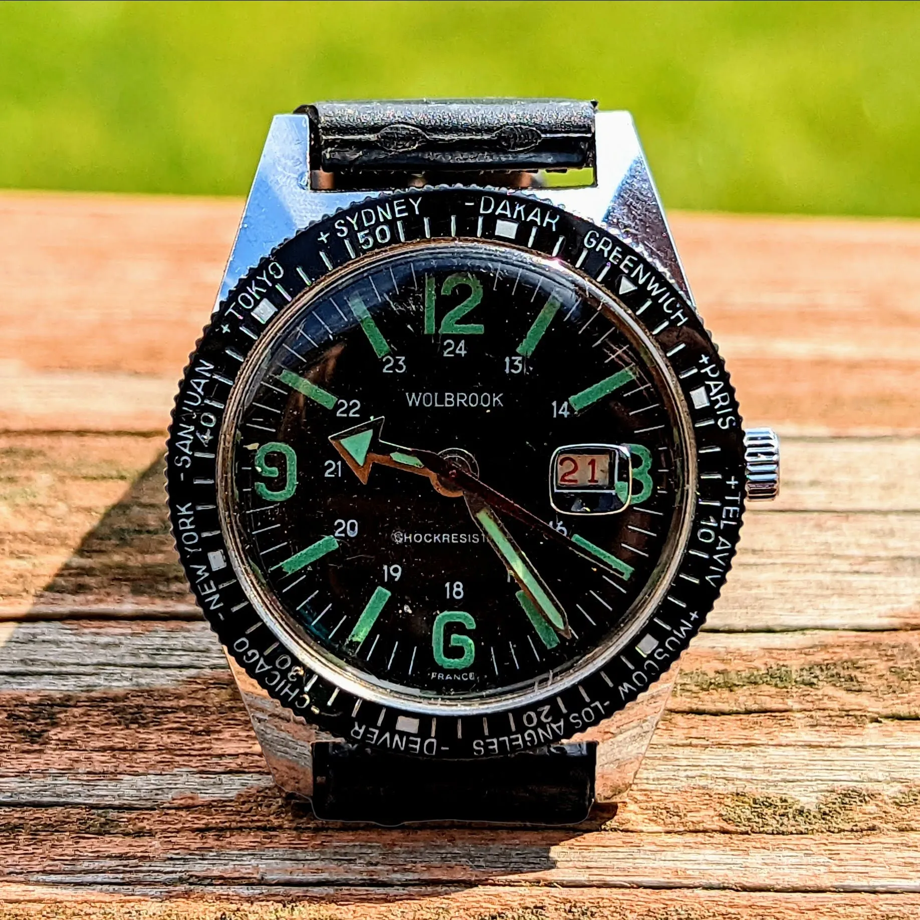 1960's WOLBROOK The Skindriver Worldtimer Watch France Made