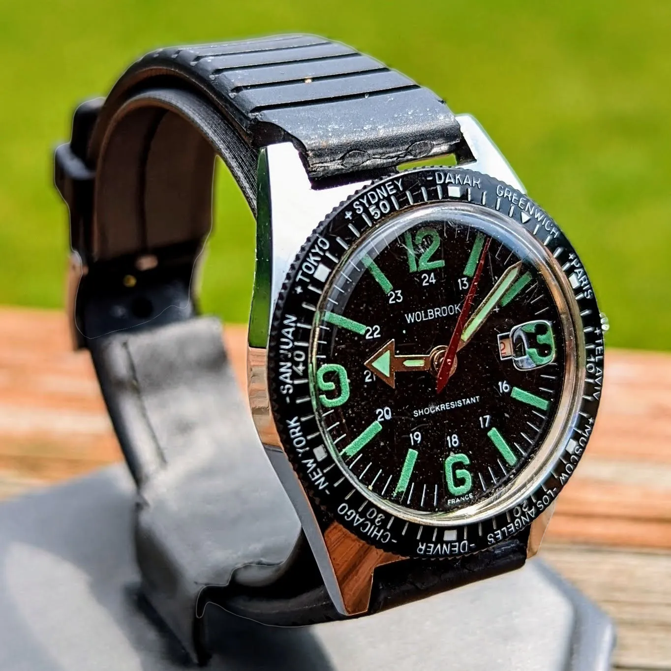 1960's WOLBROOK The Skindriver Worldtimer Watch France Made