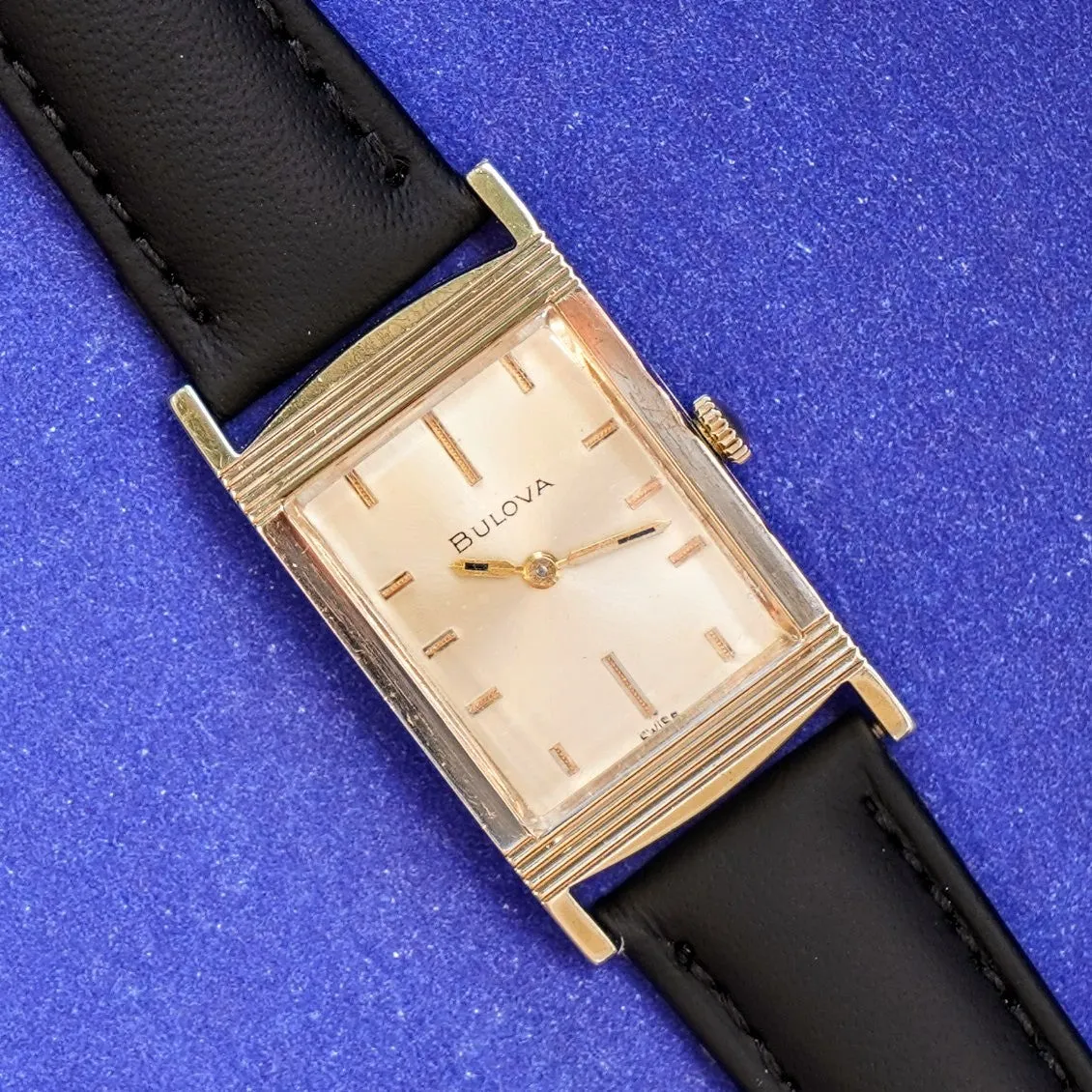 1967 BULOVA Banker "GG" Watch 17 Jewels Cal. 6CT Tank Case Swiss Made Wristwatch