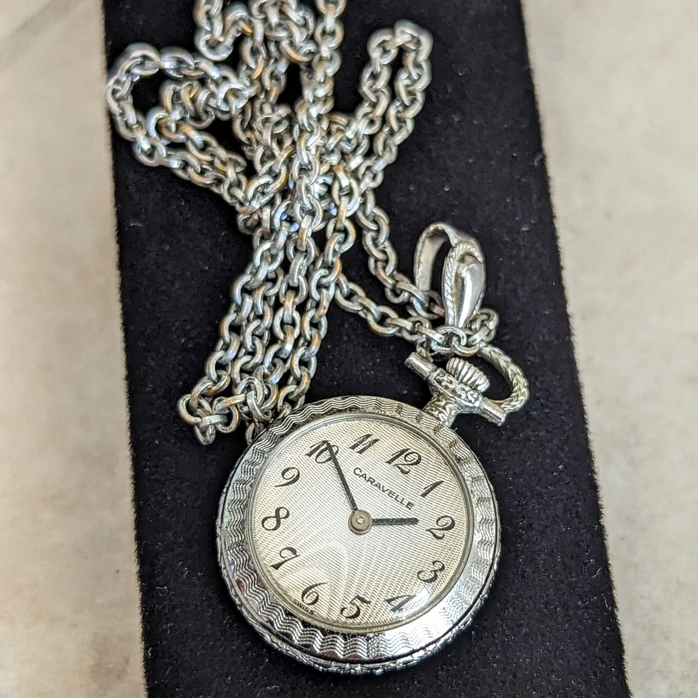 1978 CARAVELLE by Bulova Pendent Ladies Wristwatch 7 Jewels Vintage Swiss Watch