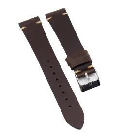 19mm, 20mm Vintage Style Dark Brown Horween Leather Watch Strap
