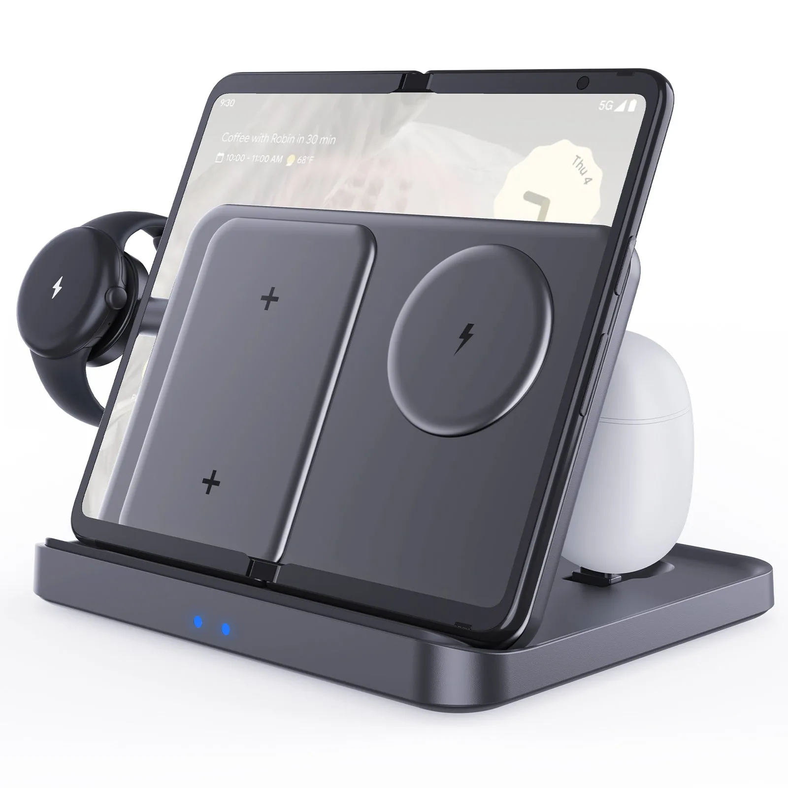 3-in-1 Foldable Wireless Charger for Samsung Fold6 Flip6 Smartphone Smart Watch Bluetooth Earbuds Desktop Stand