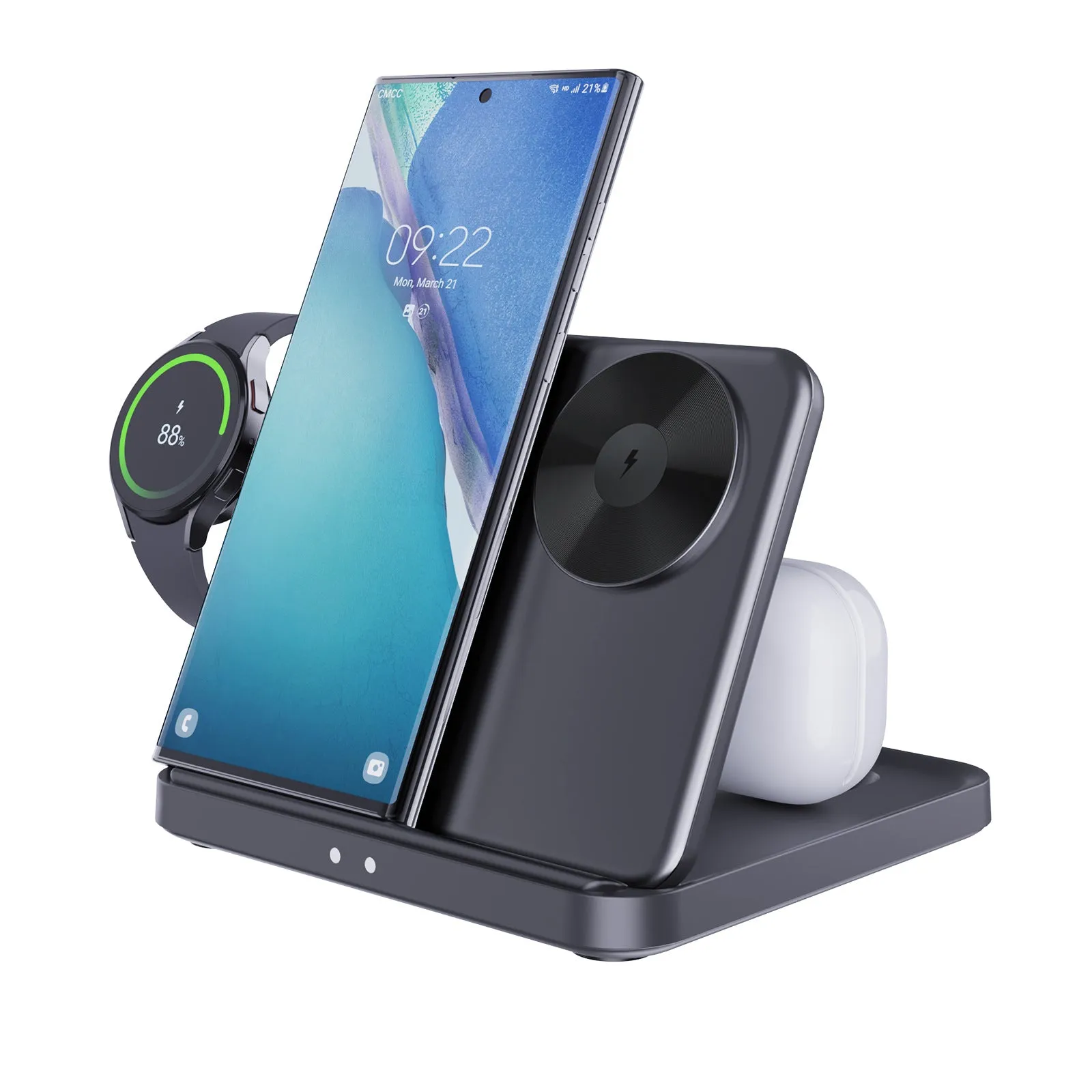 3-in-1 Foldable Wireless Charger for Samsung Fold6 Flip6 Smartphone Smart Watch Bluetooth Earbuds Desktop Stand