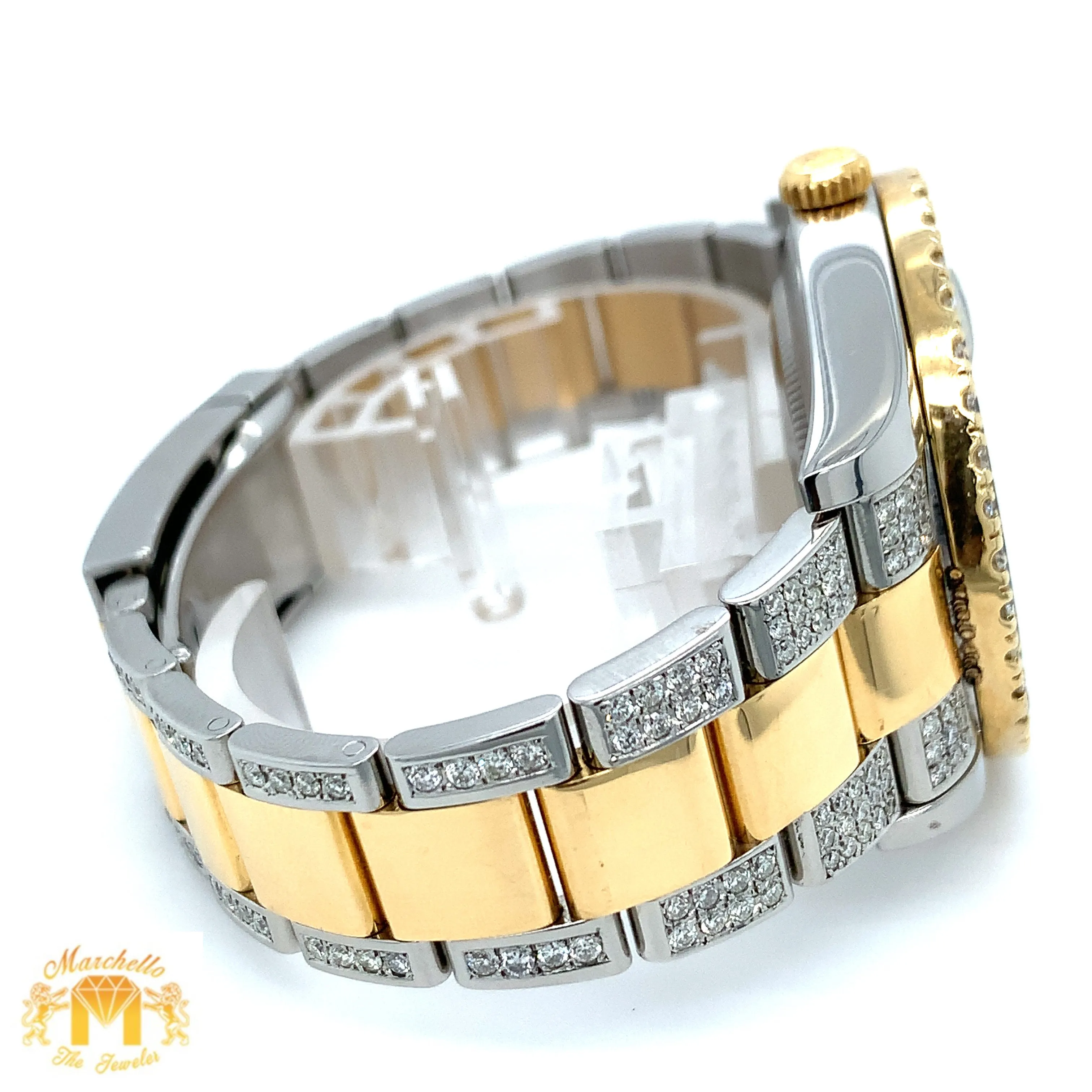 41mm Rolex Datejust Diamond Watch with Two-tone Oyster Band (Mother of pearl ( MOP ) factory Roman dial) (Model number: 116333)