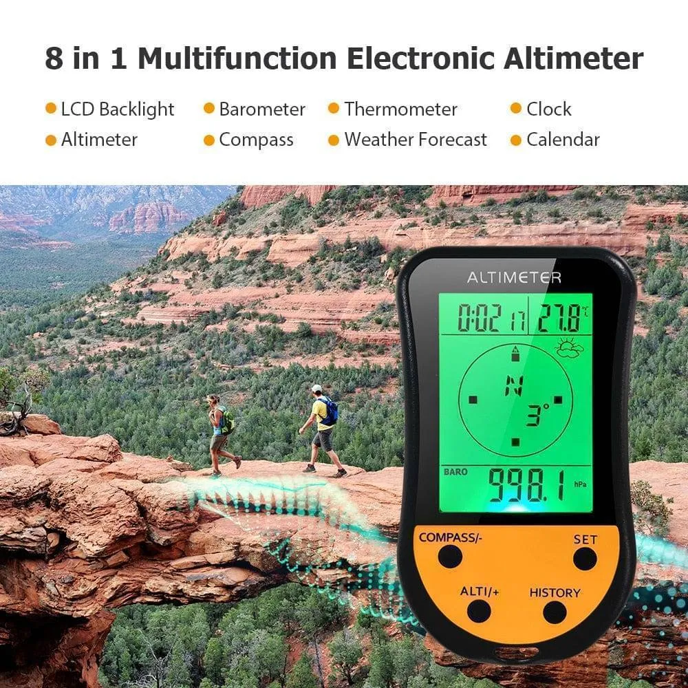 8-in-1 Digital Altimeter Barometer Compass Thermometer Weather Forecast