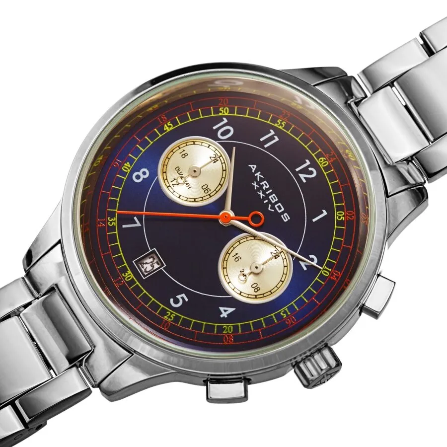 Akribos XXIV Quartz Blue Dial Stainless Steel Men's Watch AK1071SSBU
