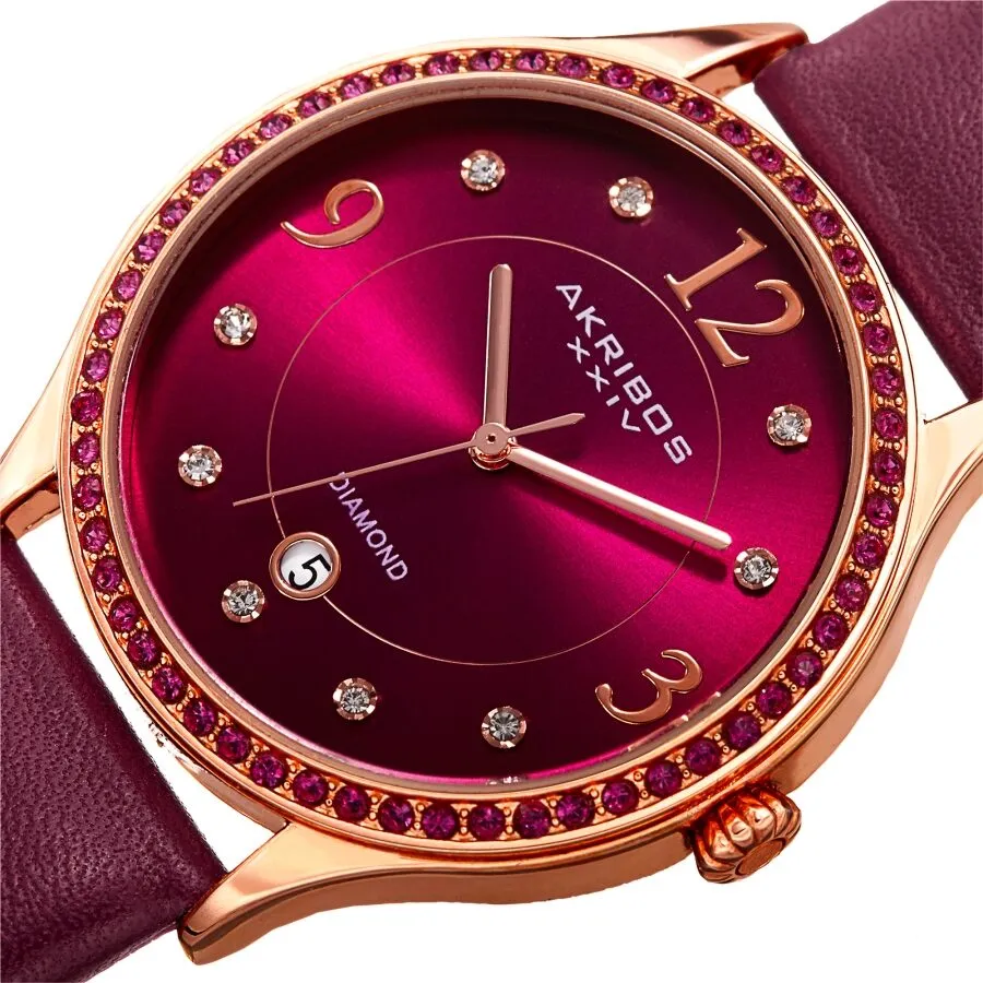 Akribos Xxiv Quartz Diamond Purple Dial Ladies Watch AK1011PU