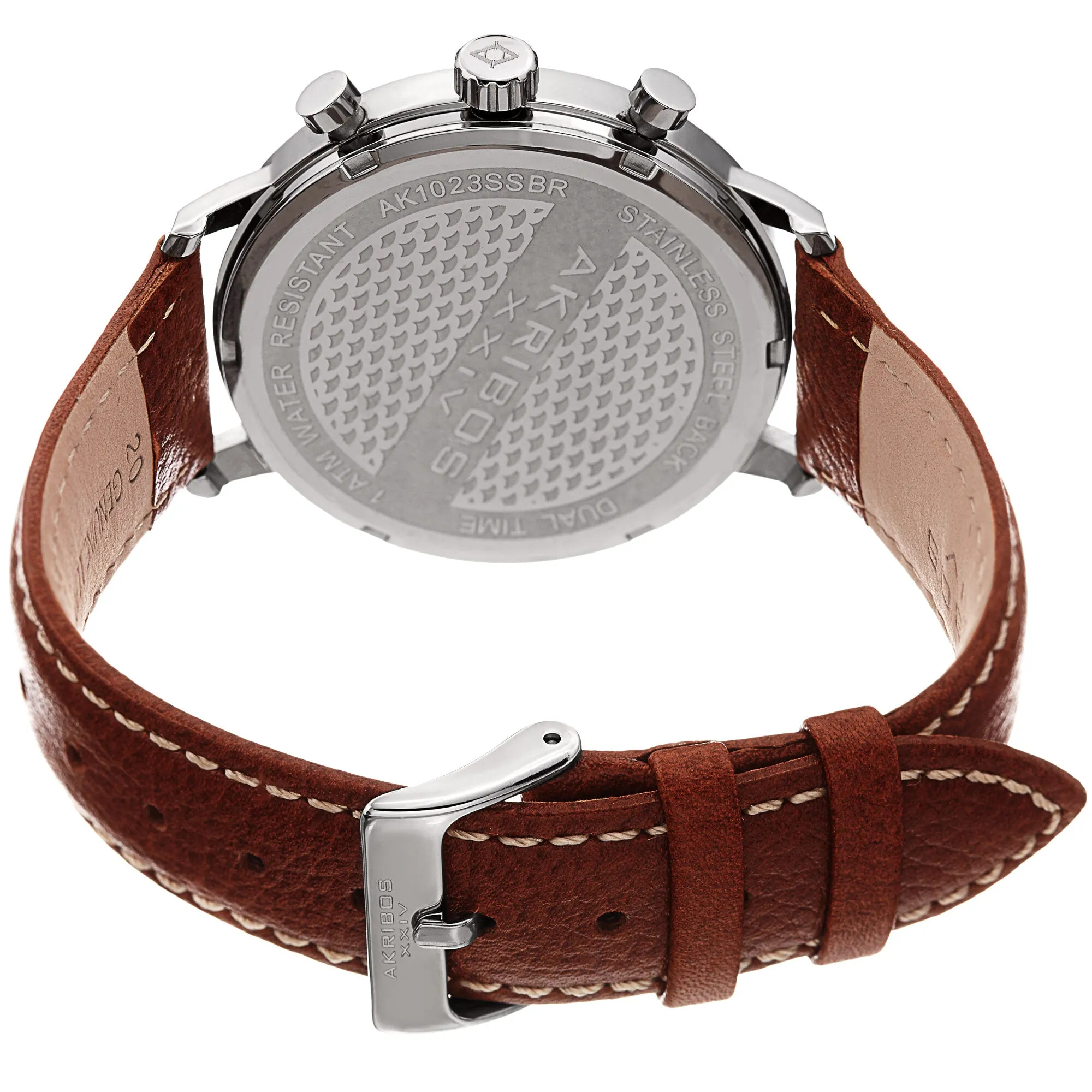 Akribos Xxiv Silver Dial Dual Time Men's Watch AK1023SSBR