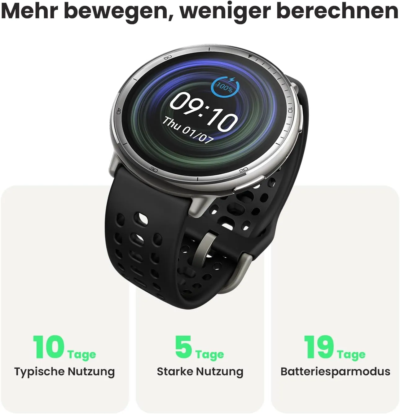Amazfit Active 2 Smart Watch 44Mm, AI, Sprachsteuerung, GPS Und Kostenloses Kartenmaterial, 10 Tage Akku, Fitness Tracker Mit 160Plus Sportmodi, 5 ATM Wasserdicht Für Android Und Iphone