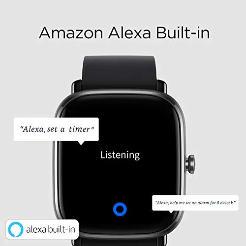 Amazfit GTS 2 Mini Smart Watch GPS Fitness Tracker for Men Women, Alexa Built-in, 14 Days Battery Life, 70  Sports Modes, Blood Oxygen Heart Rate Sleep Monitor, AMOLED Screen, 5 ATM Waterproof-Black