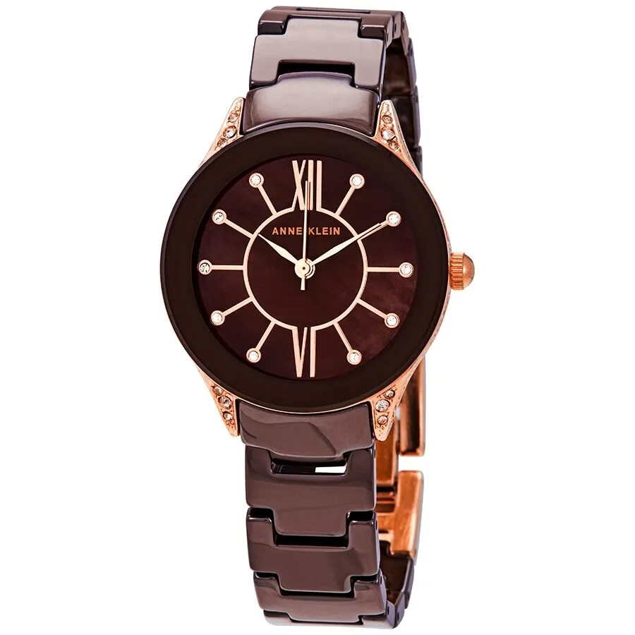 Anne Klein Crystal Brown Mother of Pearl Ladies Watch AK/2388RGBN