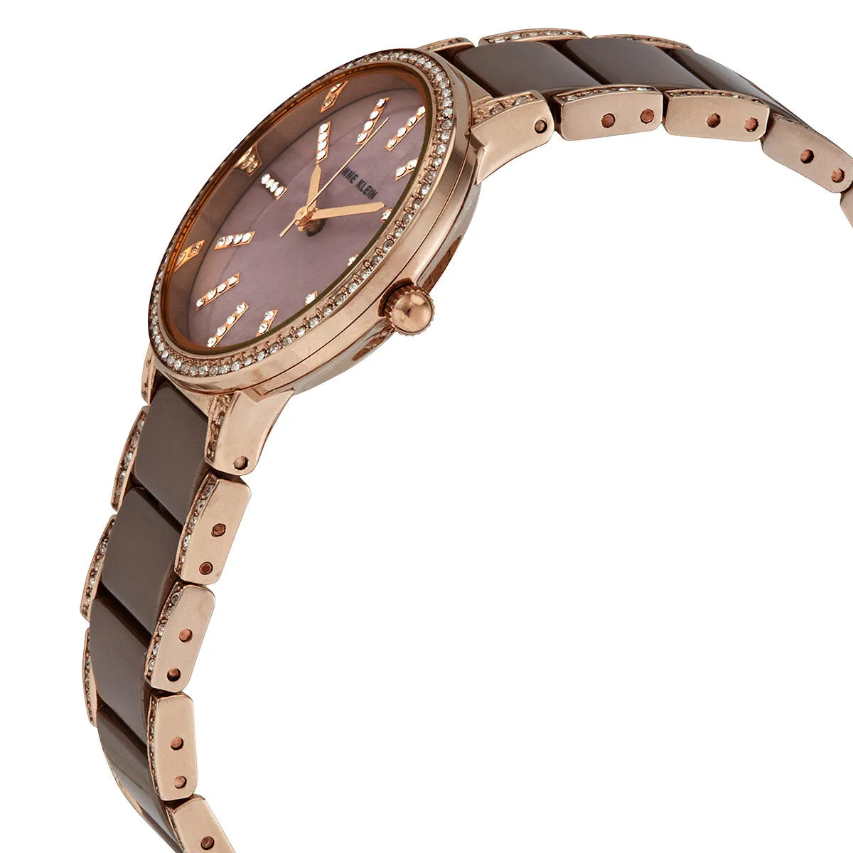 Anne Klein Quartz Crystal Mauve Mother of Pearl Dial Ladies Watch 3306MVRG